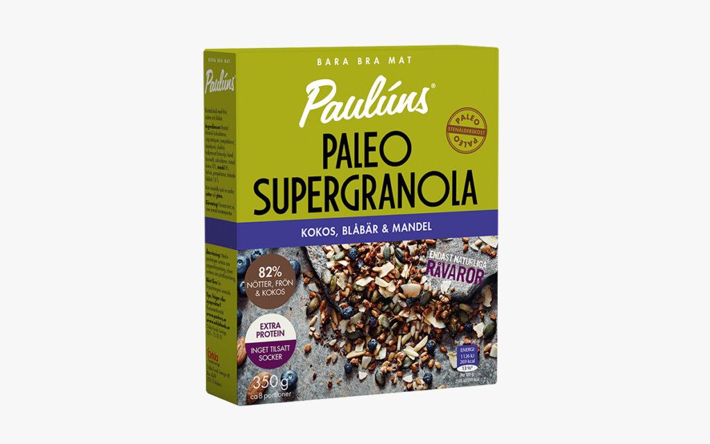 Paulúns paleo supergranola med kokos, blåbär och mandel
