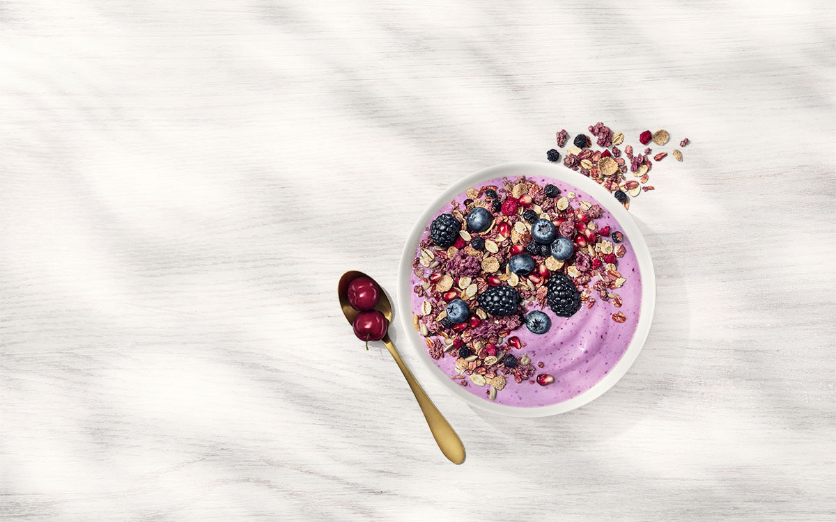 Smoothie bowl blåbär vegansk frukost Paulúns