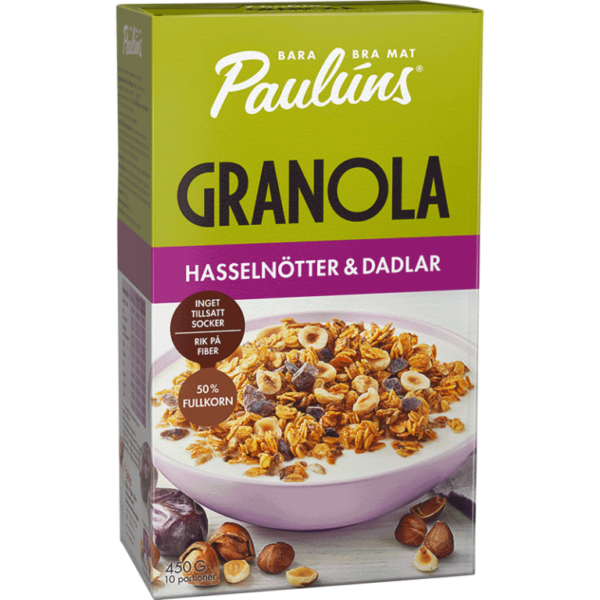 Paulúns Granola Hasselnötter och Dadlar