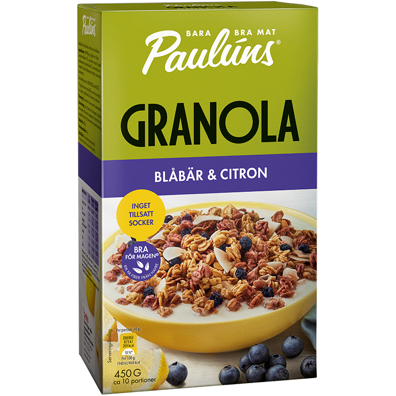 Pauluns granola blåbär och citron