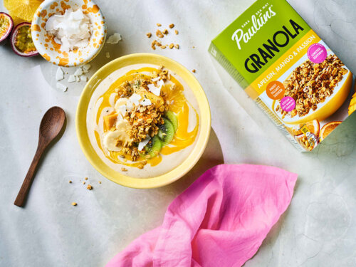 Pauluns mangoswirl med Granola Apelsin, mango och passion