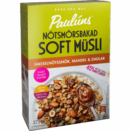 Nötsmörsbakad Soft Müsli Hasselnötssmör