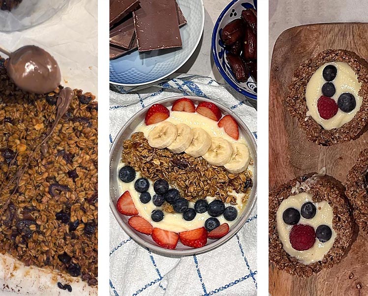 tre nyttiga mellanmål med Pauluns granola