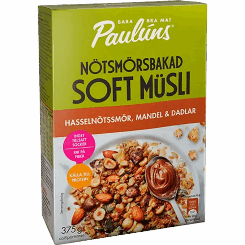 Nötsmörsbakad Soft Müsli Hasselnötssmör